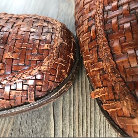 VTG Cole Haan Brown Woven Leather Ankle Booties - Picture 5 of 8